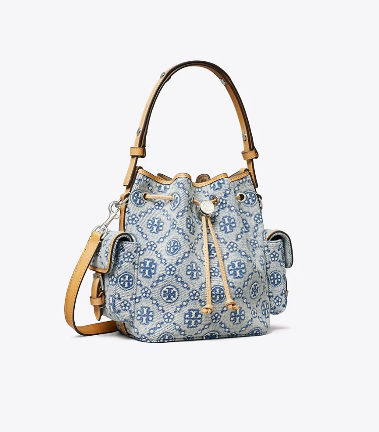 T Monogram Denim Bucket Bag