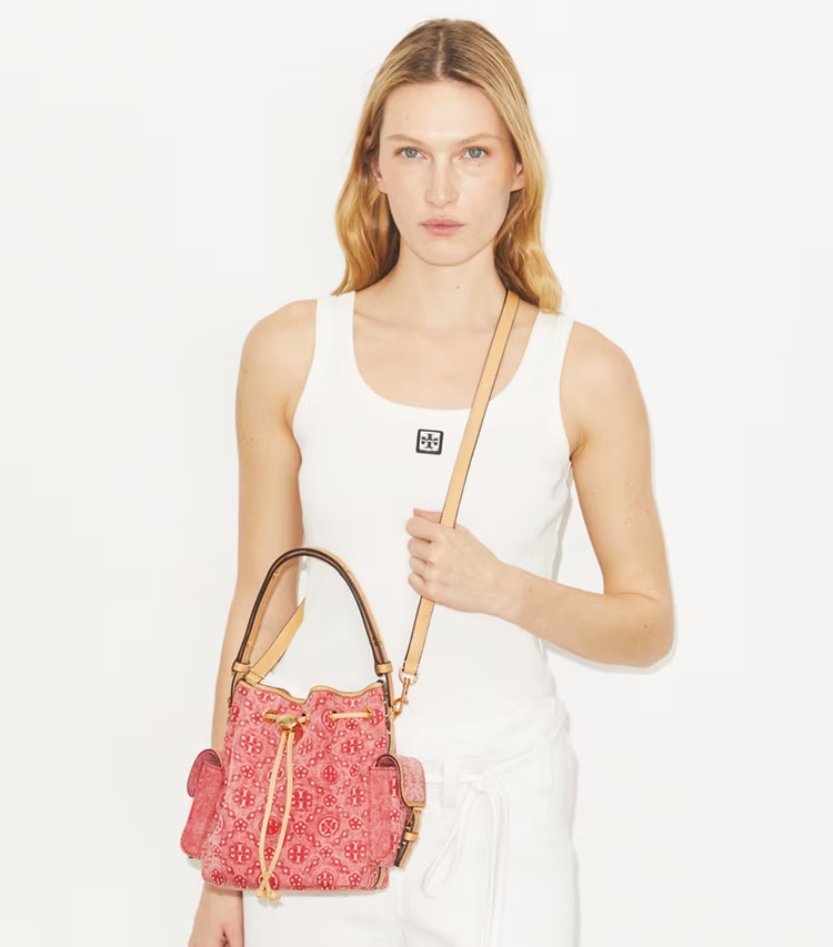 T Monogram Denim Bucket Bag - Image 2
