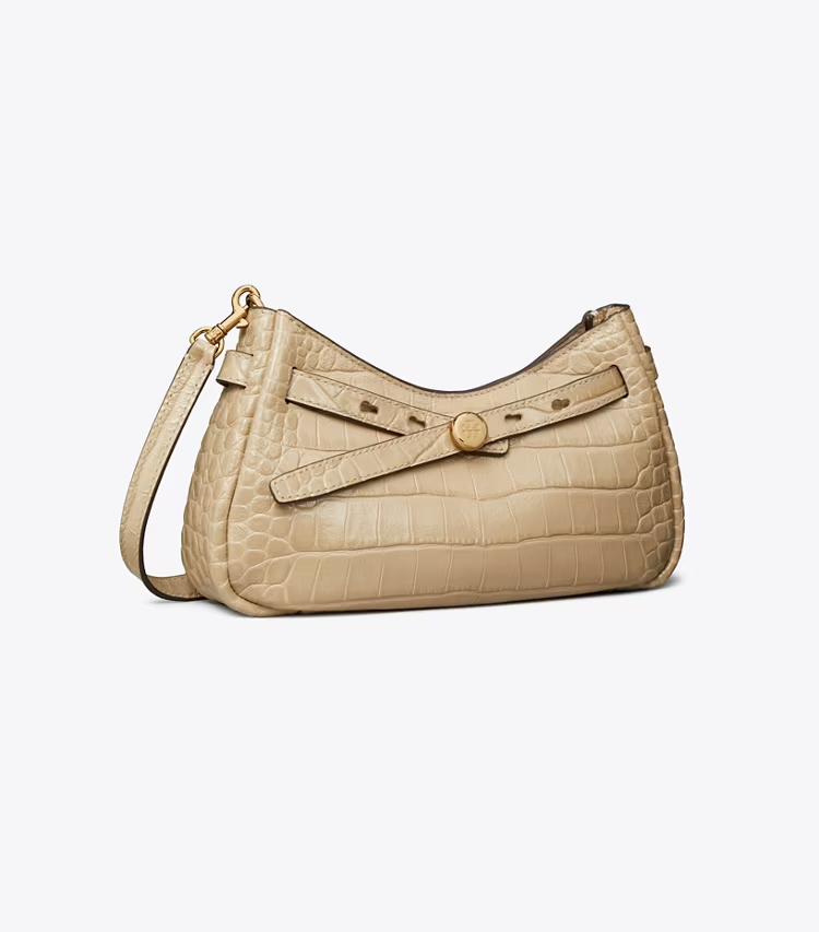 Romy Croc-Embossed Zip Top Crossbody Bag