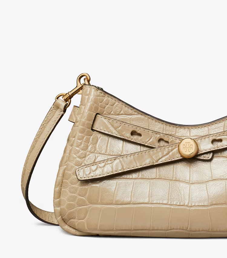 Romy Croc-Embossed Zip Top Crossbody Bag - Image 4