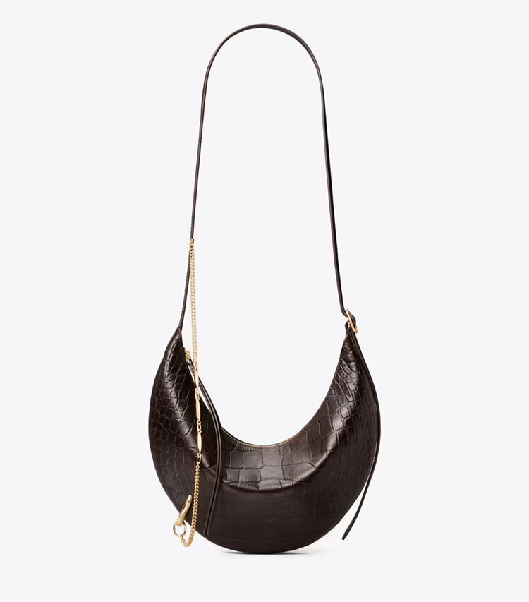 Pierced Croc-Embossed Crossbody Bag - Image 4