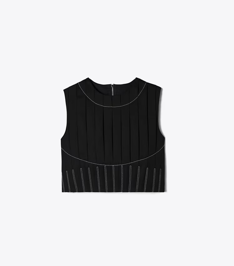 Wool Twill Pleated Top