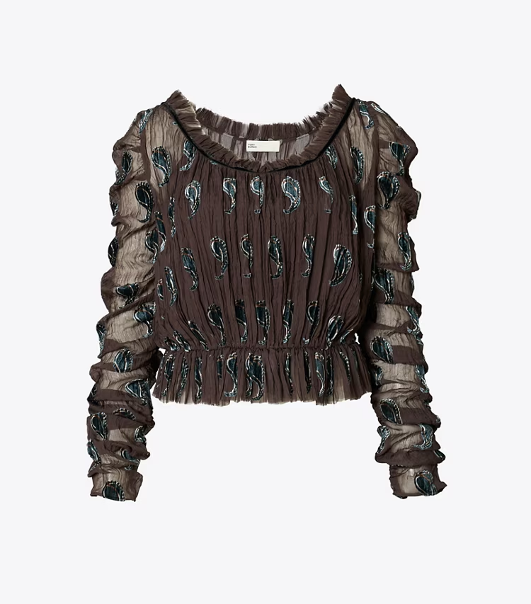 Ruched Velvet Top