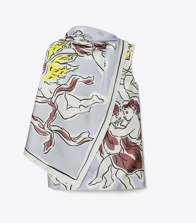 Printed Silk Cape Top