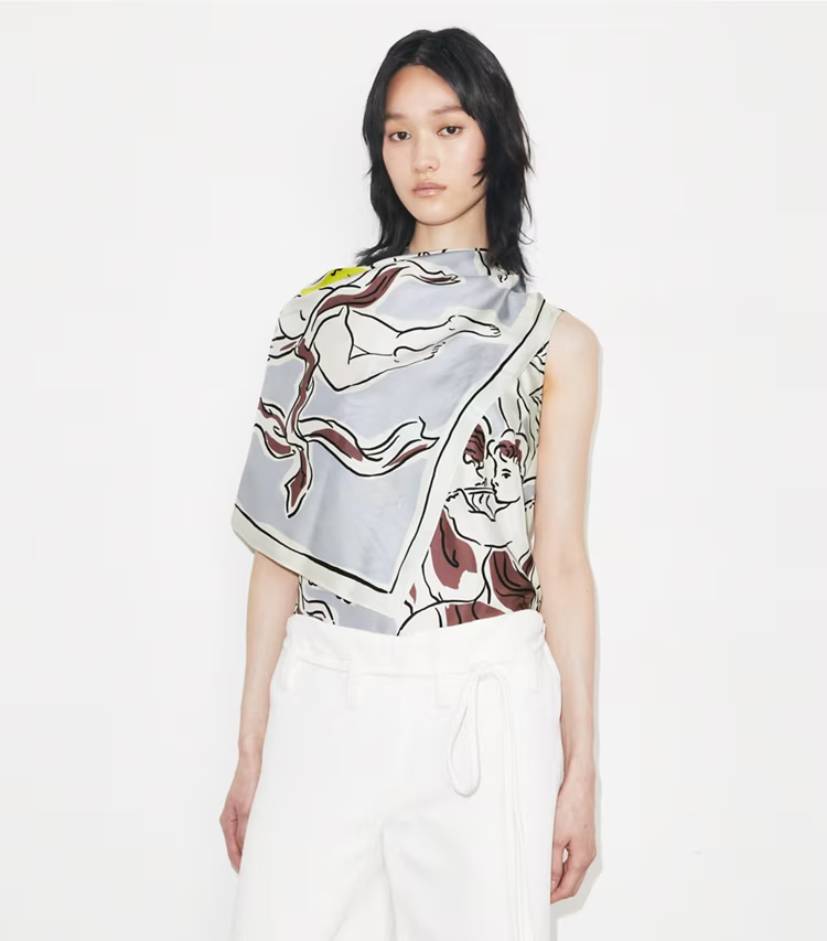 Printed Silk Cape Top - Image 2