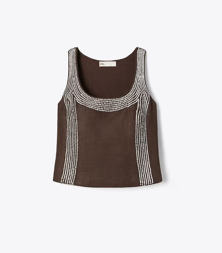 Embellished Linen Top