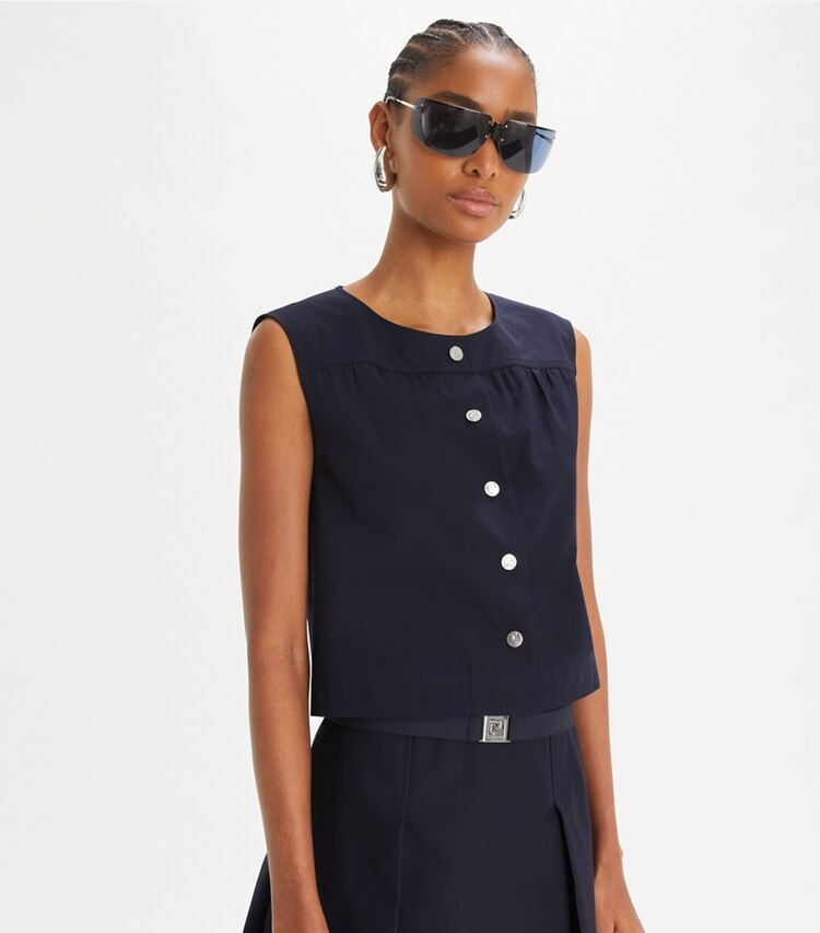 Cotton Poplin Button Top - Image 2