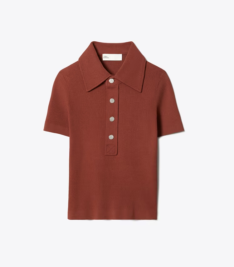 Viscose Ribbed Polo Sweater
