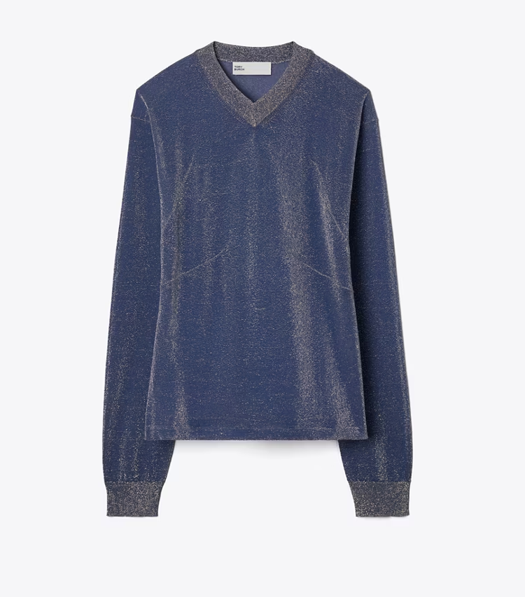 Metallic V-Neck Sweater