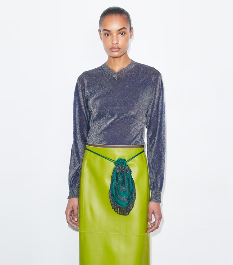 Metallic V-Neck Sweater - Image 2
