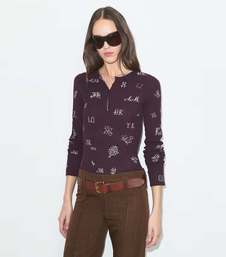 Embroidered Henley Sweater - Image 2
