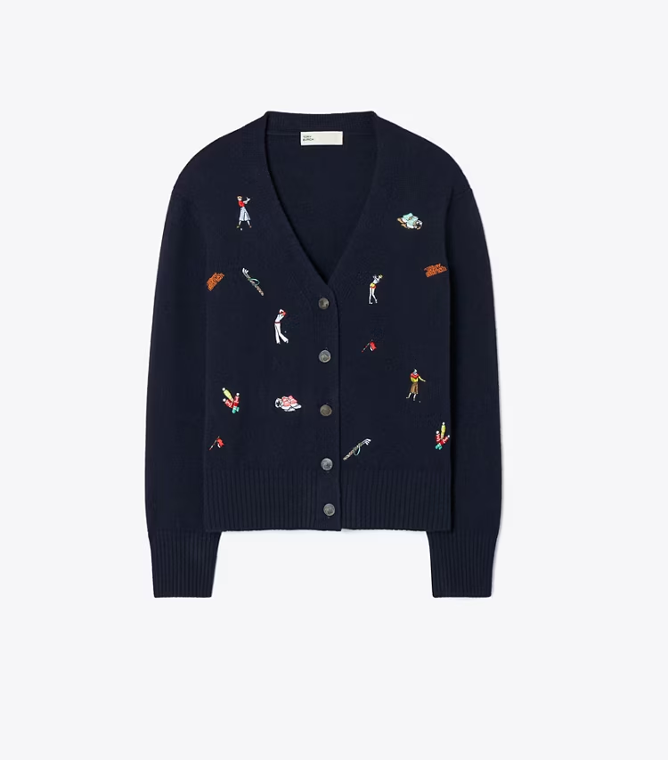 Embroidered Golf Cardigan