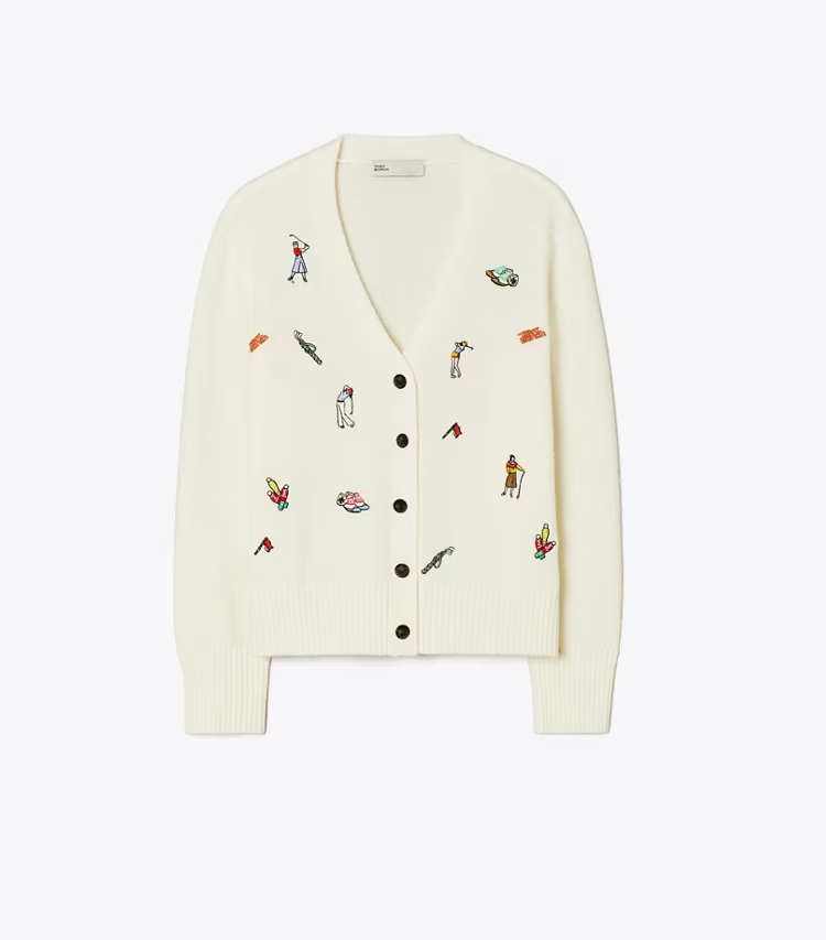 Embroidered Golf Cardigan