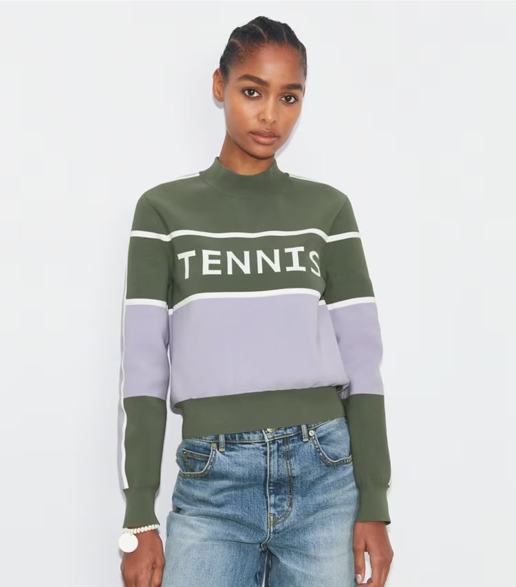 Cropped Tech Nylon Tennis Sweater - Image 2