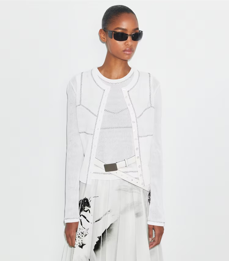 Cotton And Nylon Mesh Cardigan - Image 2