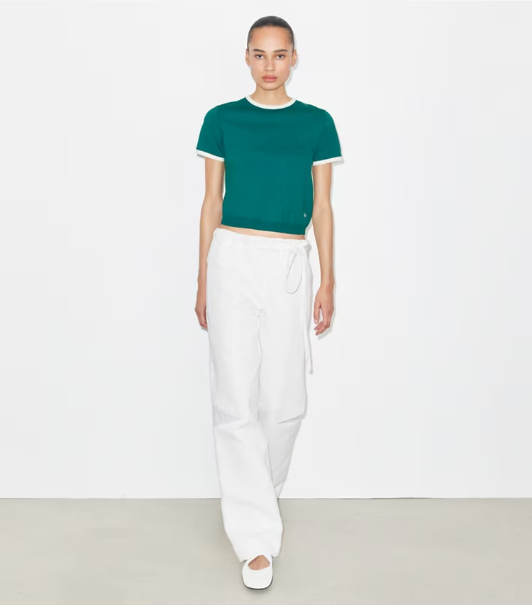 Contrast-Trim Short-Sleeve Sweater - Image 3