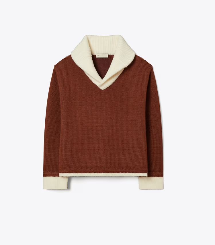 Contrast Collar Wool Sweater