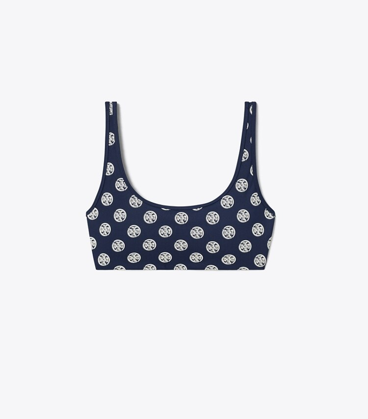 T Monogram Compression Scoop-Neck Bra