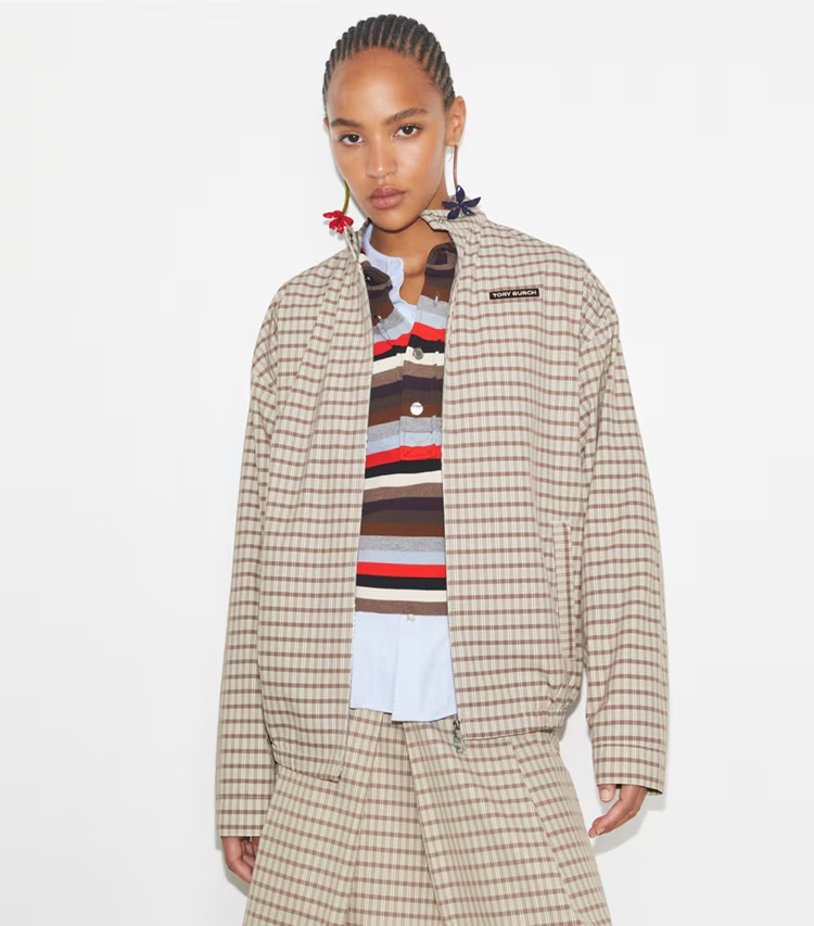 Nylon Plaid Golf Jacket - Image 2