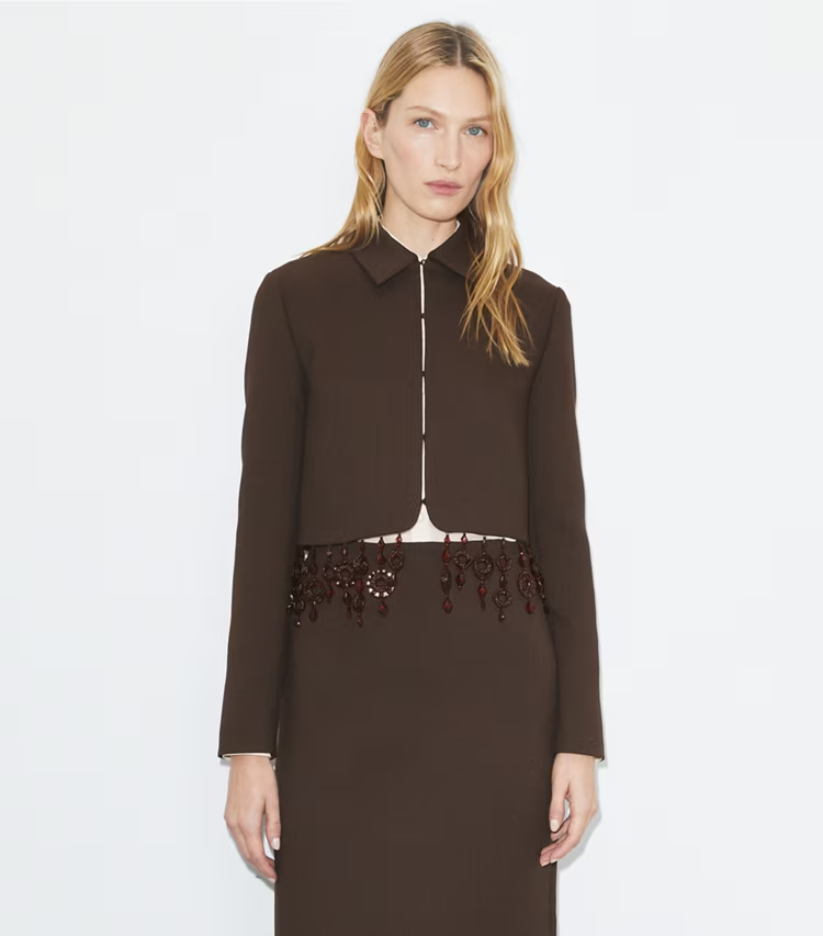 Cropped Crepe Jacket - Image 2