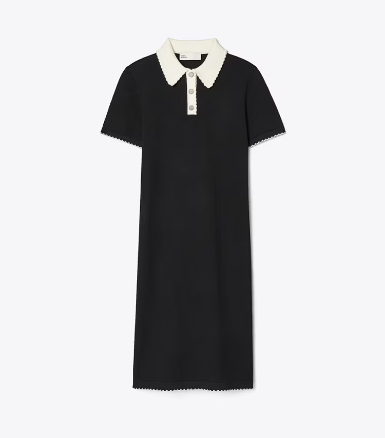 Wool Scalloped Polo Dress