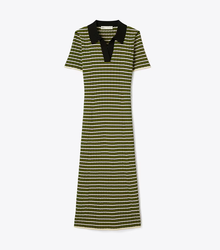 Stripe Knit Polo Dress