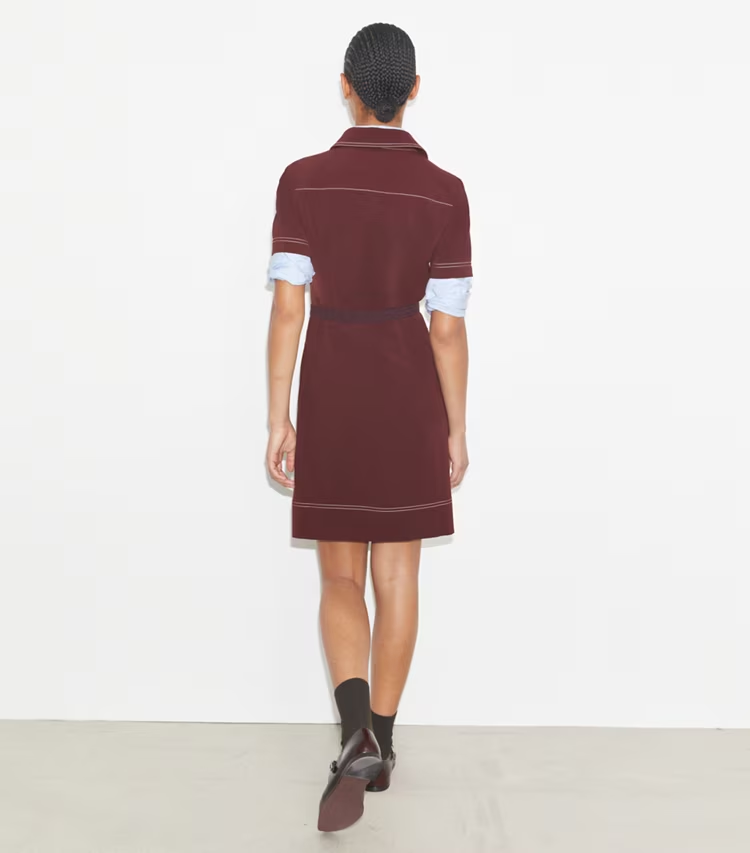Short-Sleeve Pick Stitch Golf Dress - Image 4