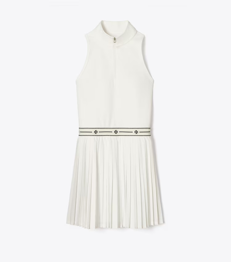 Quarter-Zip Pleated Tennis Dress