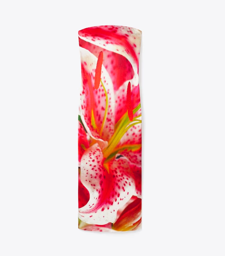 Printed Viscose Strapless Dress
