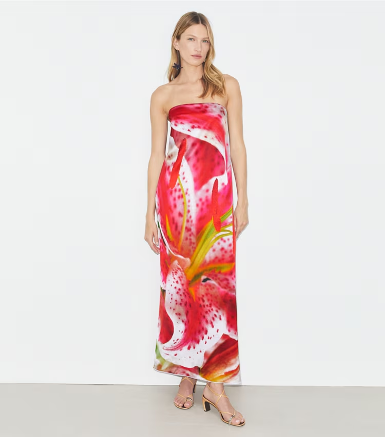 Printed Viscose Strapless Dress - Image 2