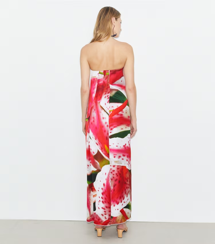 Printed Viscose Strapless Dress - Image 3
