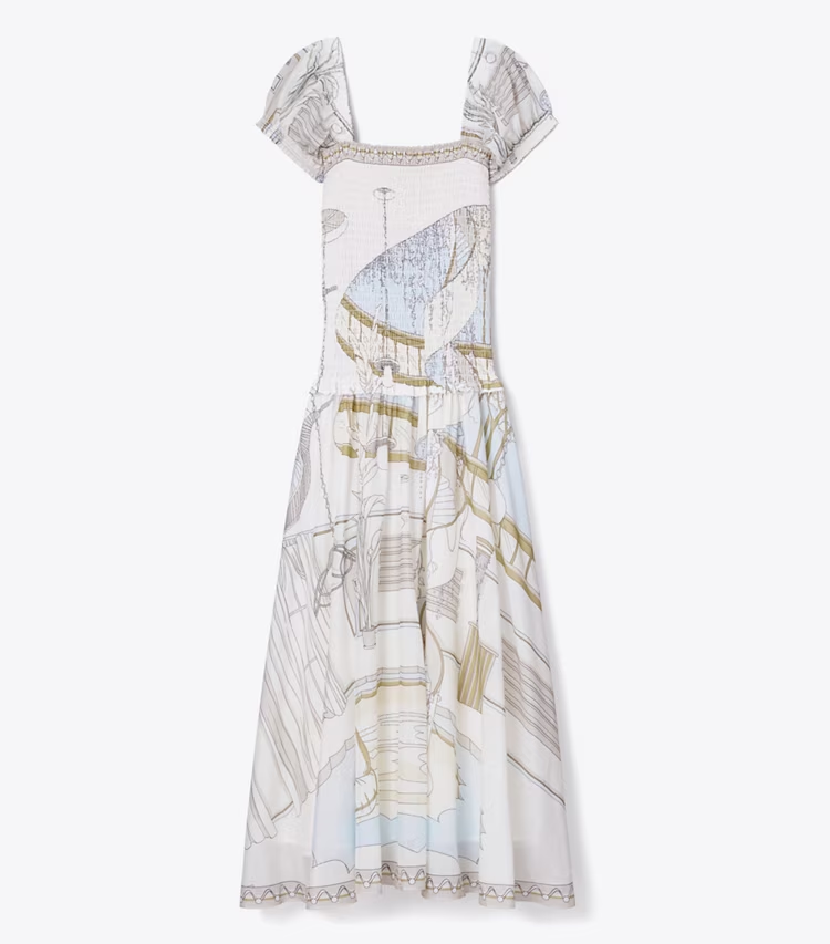 Printed Smocked Dress