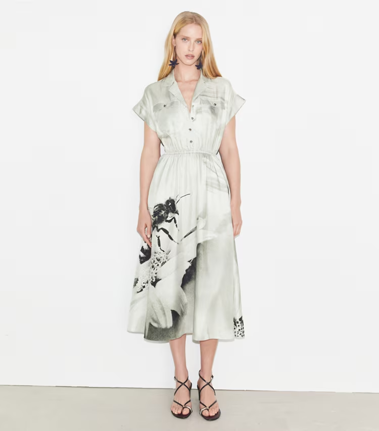 Printed Silk Twill Shirtdress - Image 2