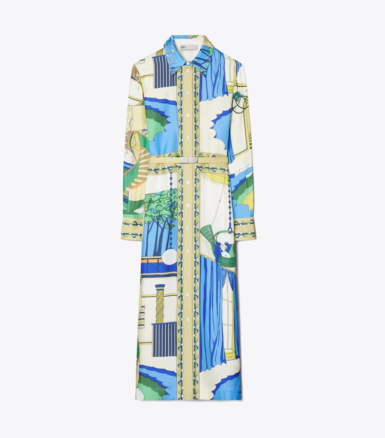 Printed Silk Shirtdress