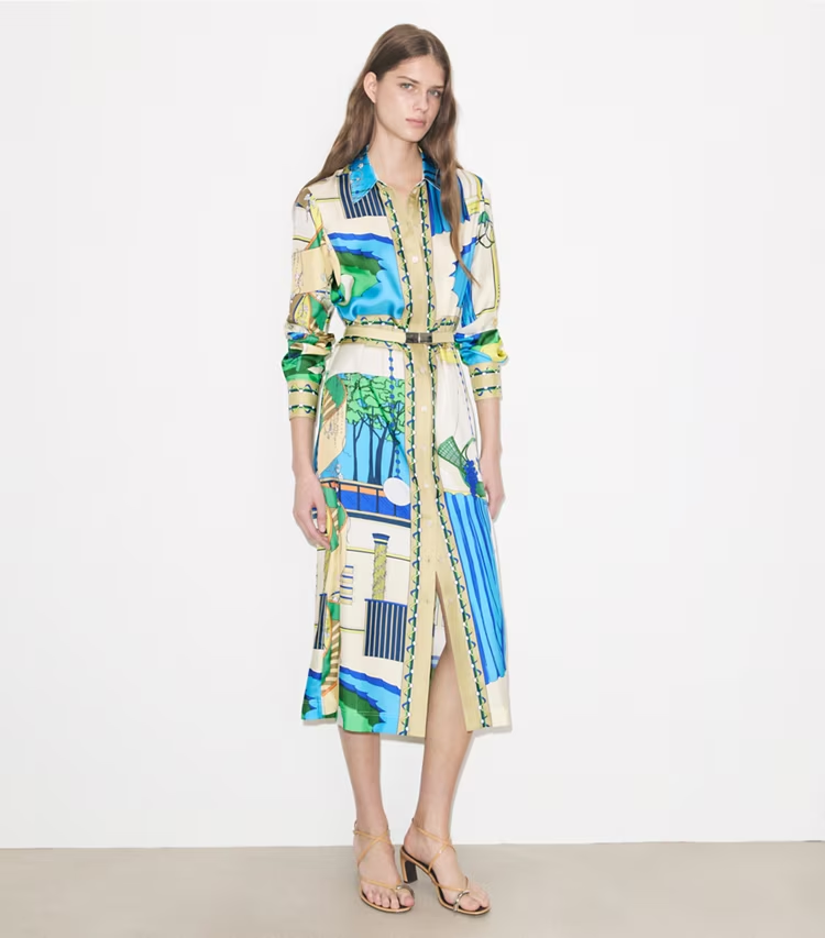 Printed Silk Shirtdress - Image 2