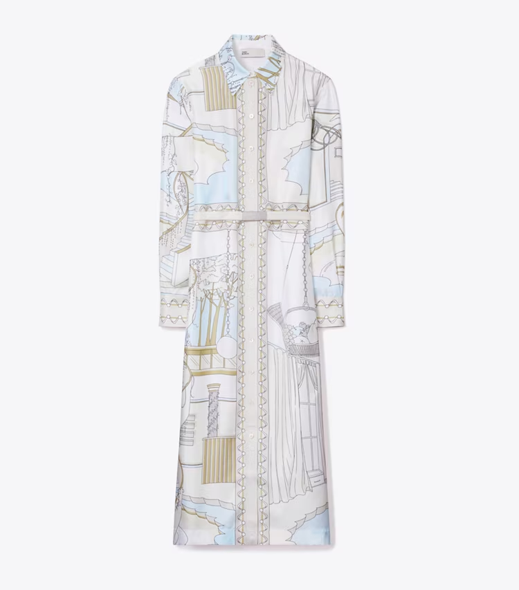 Printed Silk Shirtdress