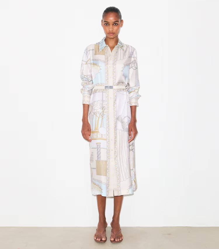 Printed Silk Shirtdress - Image 2