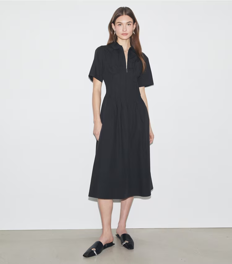 Poplin Pleat-Waist Dress - Image 2