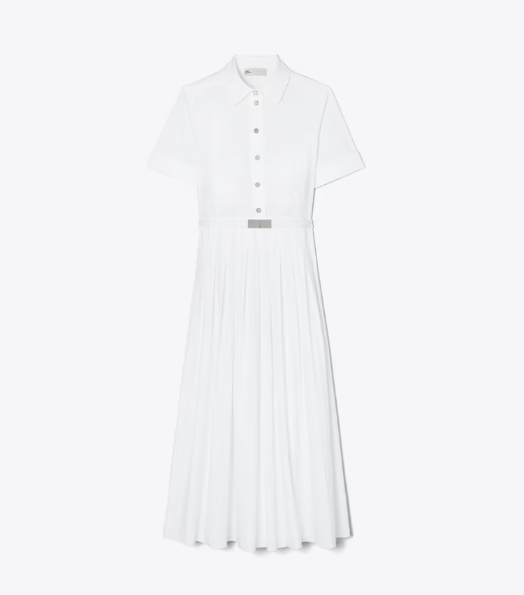 Pleated Poplin Shirtdress