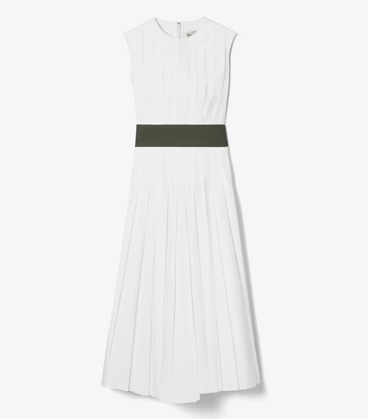 Pleated Poplin Dress
