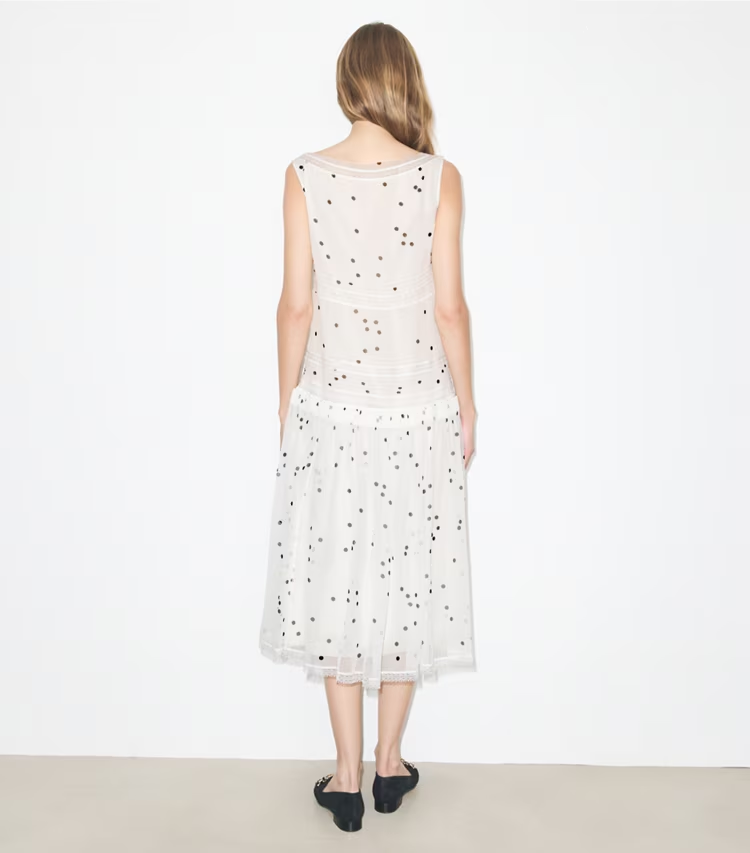 Pleated Silk Lace Dress - Image 3