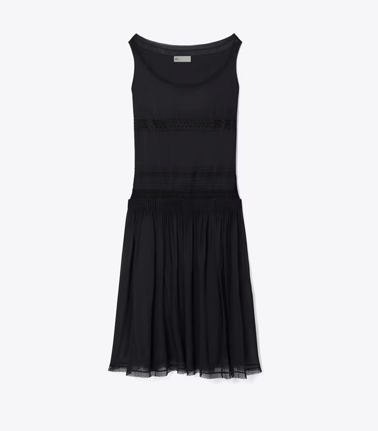 Pleated Silk Lace Dress