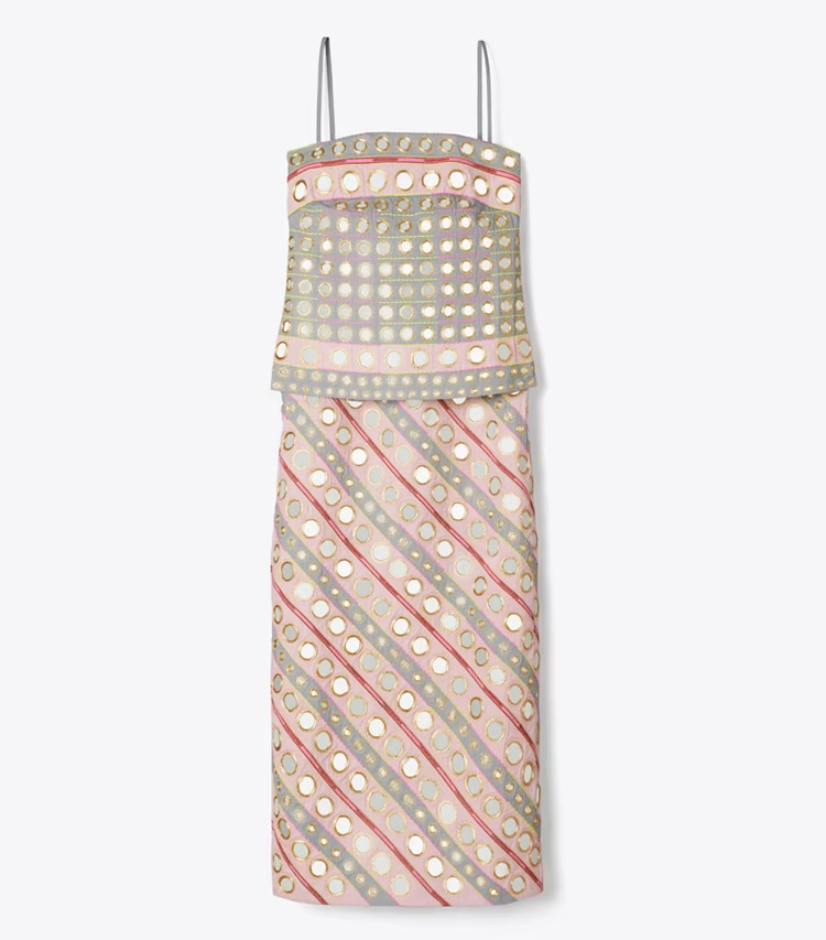 Mirror Embellished Cotton Dress