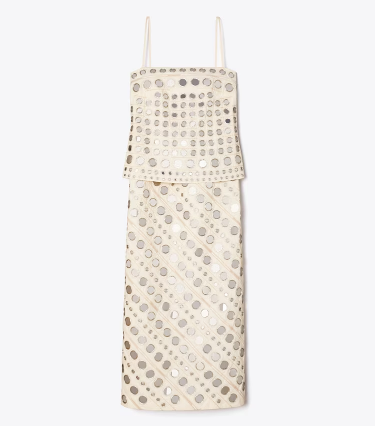 Mirror Embellished Cotton Dress