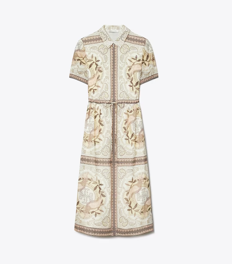 Cinched Cotton Zip Dress