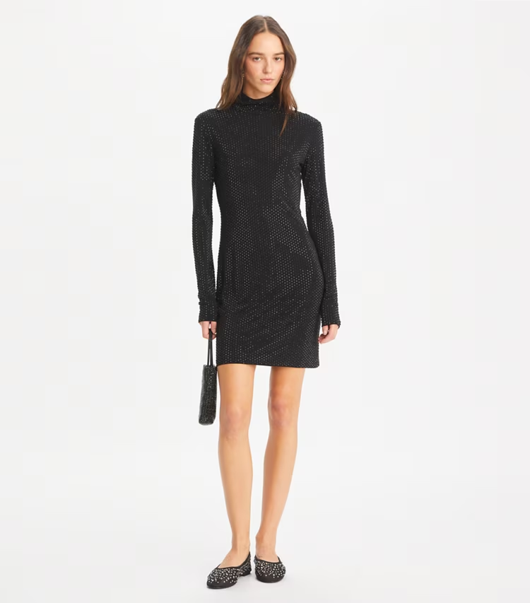 Embellished Viscose Turtleneck Dress - Image 2