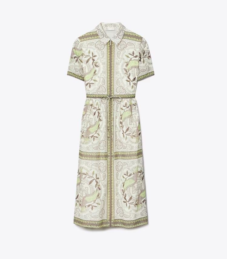 Cinched Cotton Zip Dress