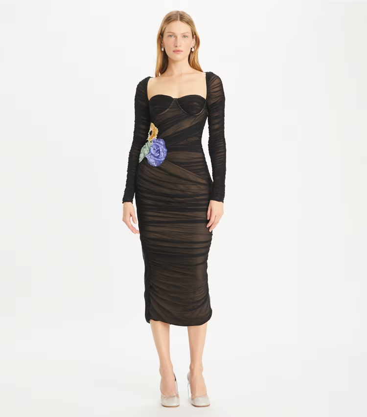Embellished Viscose Ruched Dress - Image 2