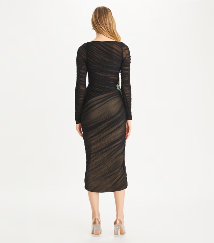 Embellished Viscose Ruched Dress - Image 3