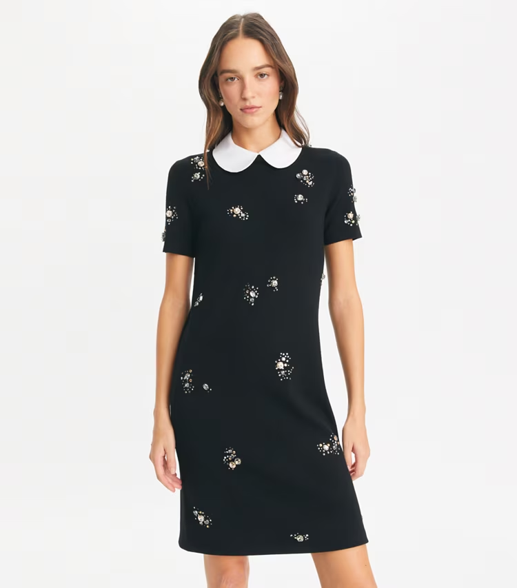 Embellished Poplin Collar Sweater Dress - Image 2